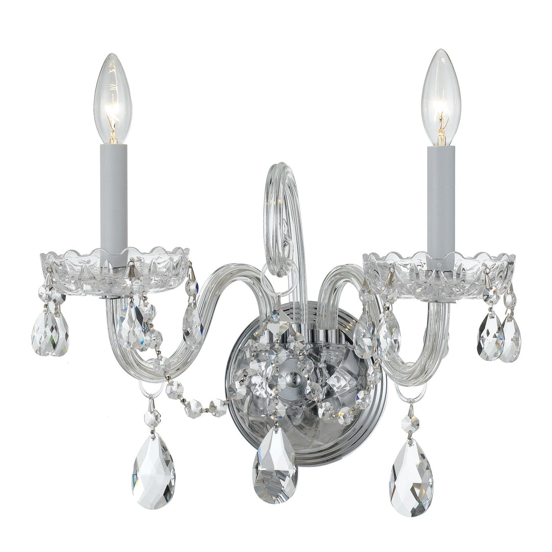 Crystorama Crystorama Traditional Crystal 2 Light Hand Cut Crystal Polished Chrome Sconce