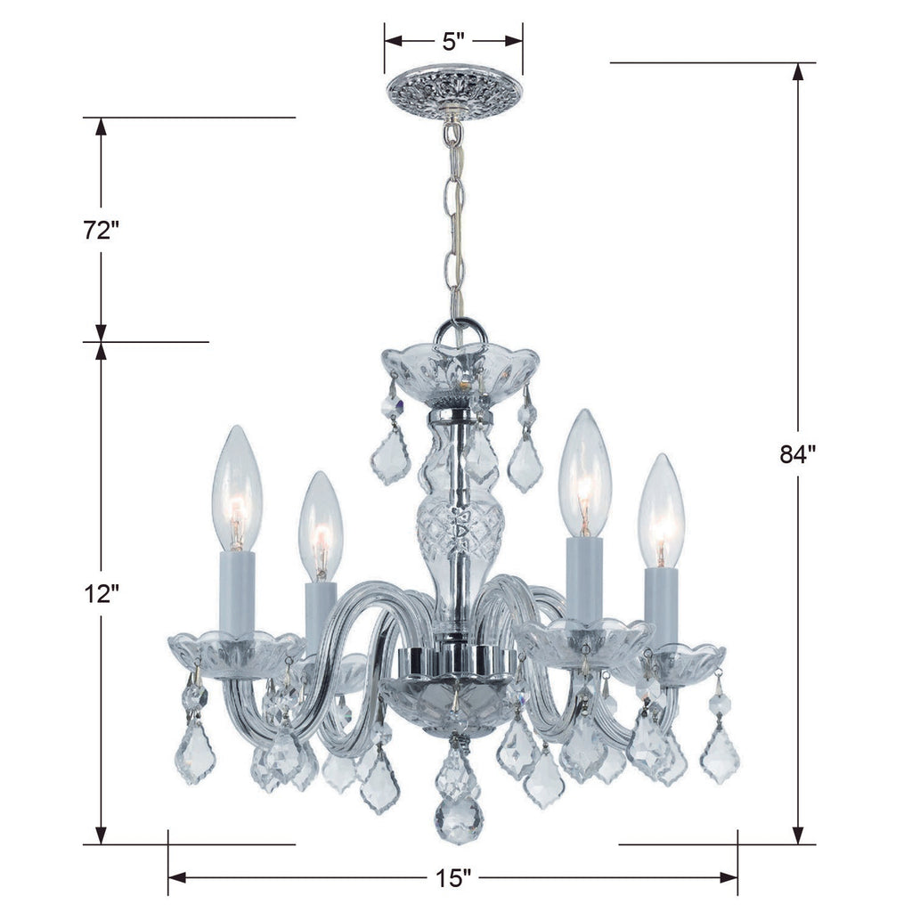 Crystorama Crystorama Traditional Crystal 4 Light Hand Cut Crystal Polished Chrome Mini Chandelier
