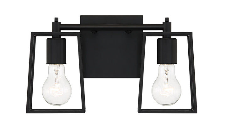 ##Antique Hardware## Dunn 2 Light Vanity in Flat Black
