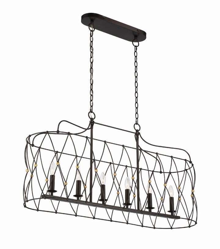 Crystorama Crystorama Zucca 6 Light English Bronze + Antique Gold Linear Chandelier