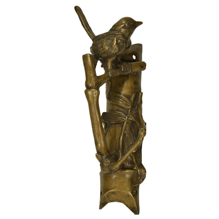 9 1/2 Inch Solid Brass Bamboo and Wren Bird Pull (Right Facing) COPPER MOUNTAIN HARDWARE