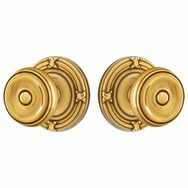 Solid Brass Waverly Door Knob Set With Ribbon & Reed Rosette (Several Finish Options) EMTEK
