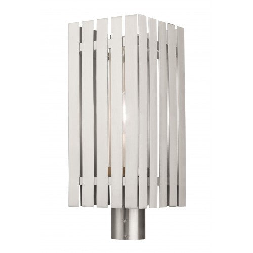 1 Light Brushed Nickel Outdoor Post Top Lantern Livex