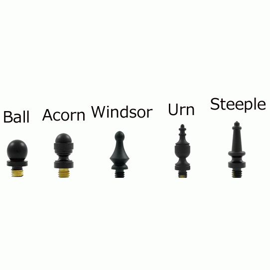 4 1/2 Inch X 4 1/2 Inch Solid Brass Square Hinge Interchangeable Finials (Paint Black Finish) DELTANA