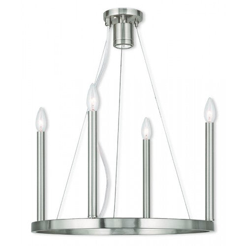 4 Light + 1 Light BN Chandelier Livex