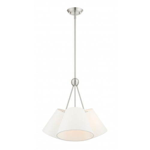 3 Light Brushed Nickel Shaded Chandelier Livex