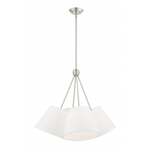 4 Light Brushed Nickel Shaded Chandelier Livex