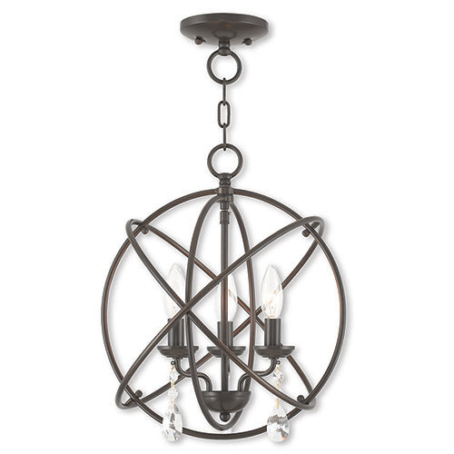 3 Light English Bronze Chandelier/Flush Mount Livex