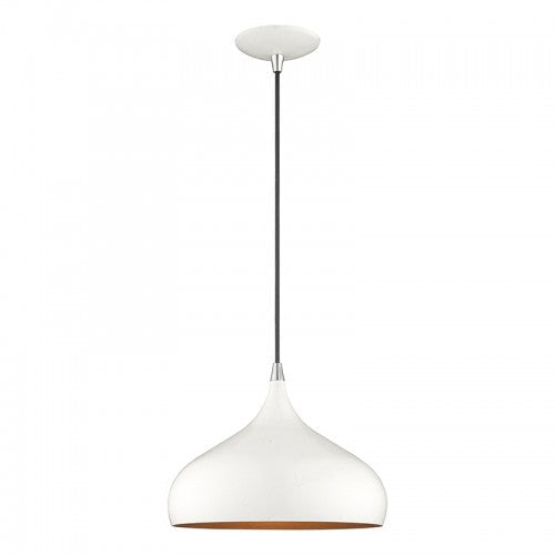 1 Light Shiny White Single Pendant Pendant Livex