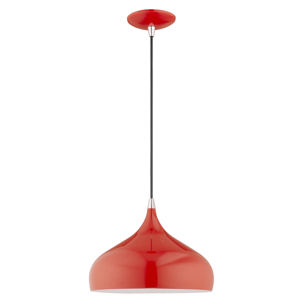 1 Light Shiny Red Single Pendant Pendant Livex