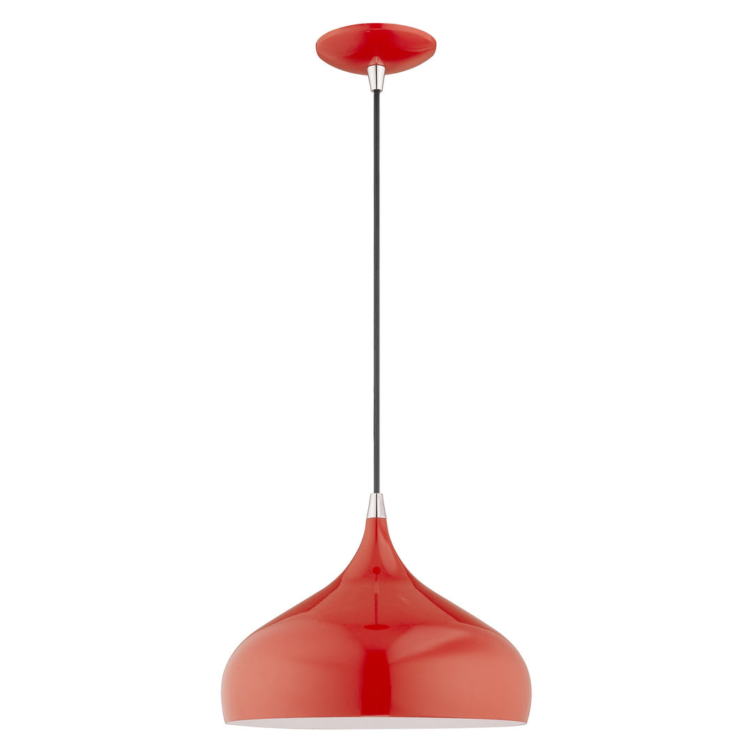 1 Light Shiny Red Single Pendant Pendant Livex