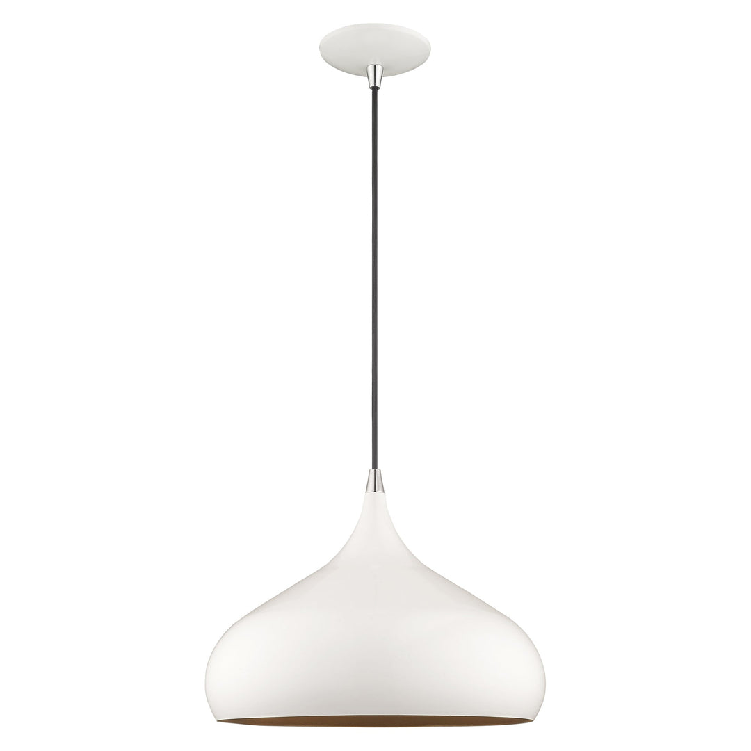 1 Light Shiny White Single Pendant Pendant Livex