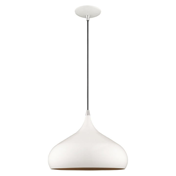 1 Light Shiny White Single Pendant Pendant Livex
