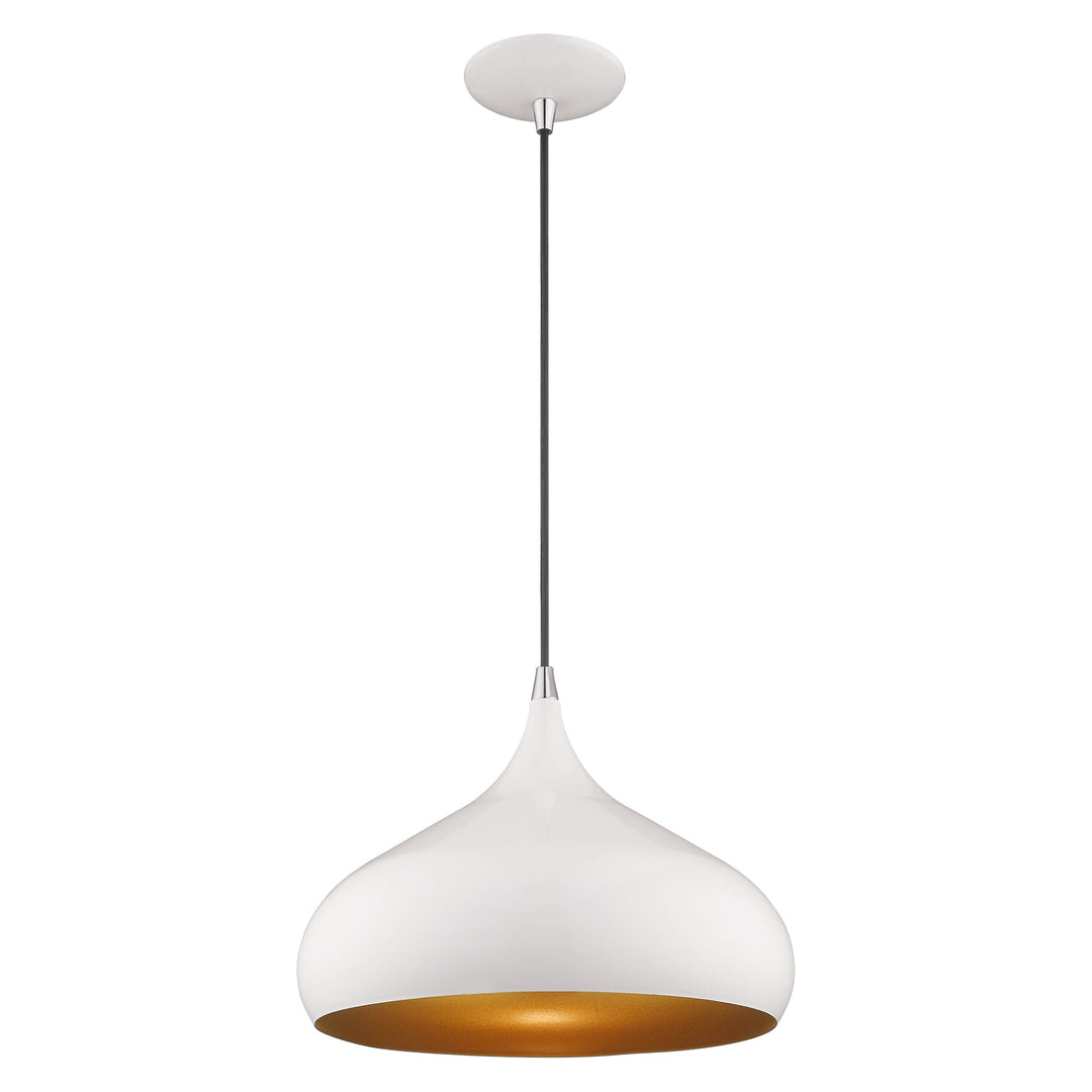 1 Light Shiny White Single Pendant Pendant Livex