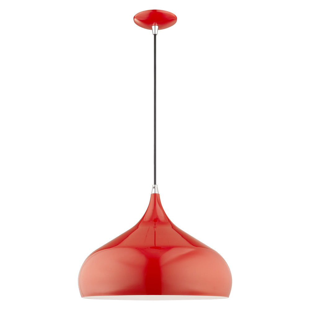 1 Light Shiny Red Single Pendant Pendant Livex