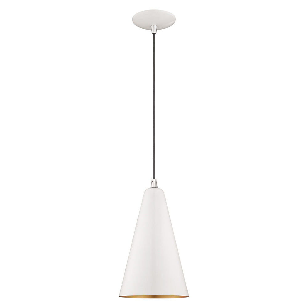 1 Light Shiny White Single Pendant Pendant Livex