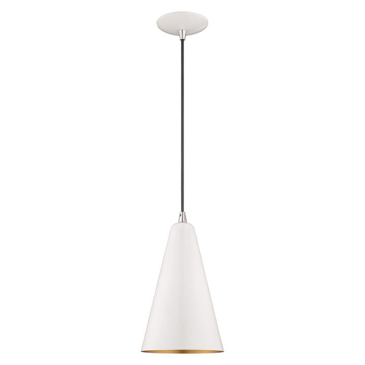 1 Light Shiny White Single Pendant Pendant Livex