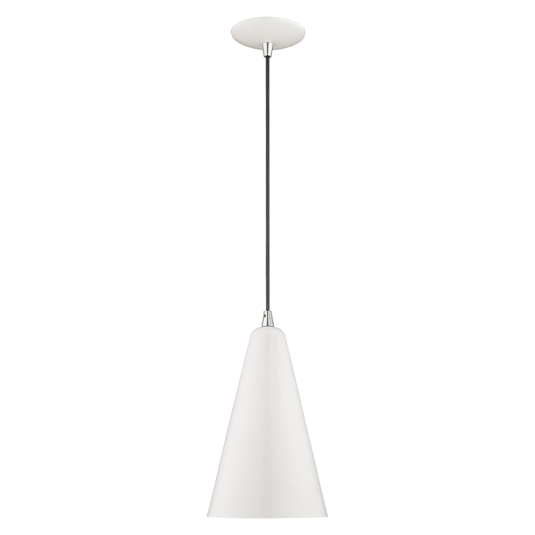 1 Light Shiny White Single Pendant Pendant Livex