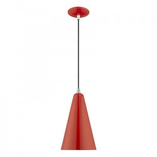 1 Light Shiny Red Single Pendant Pendant Livex