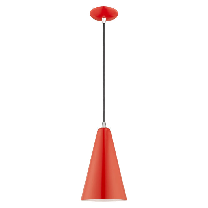 1 Light Shiny Red Single Pendant Pendant Livex