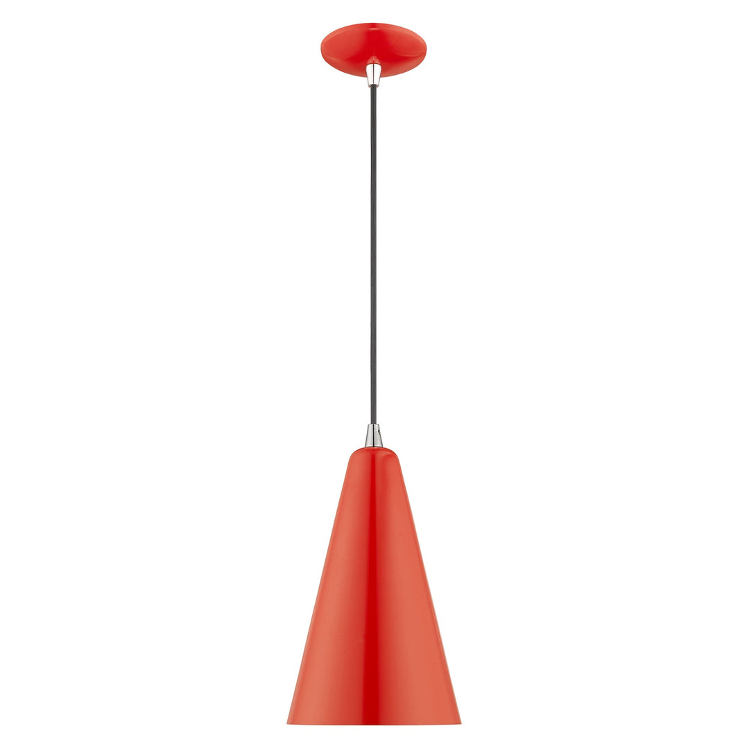 1 Light Shiny Red Single Pendant Pendant Livex