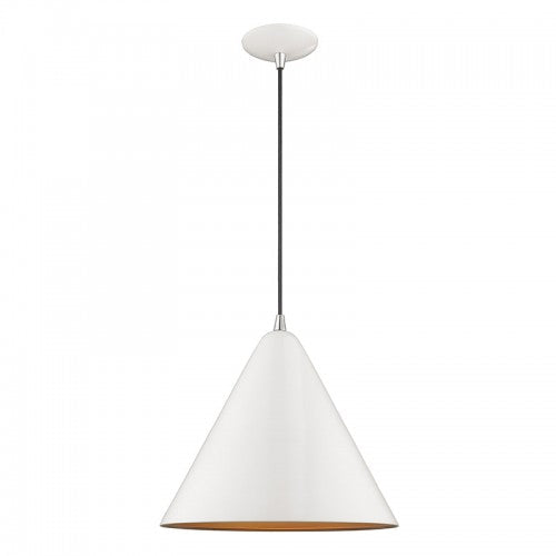 1 Light Shiny White Single Pendant Pendant Livex