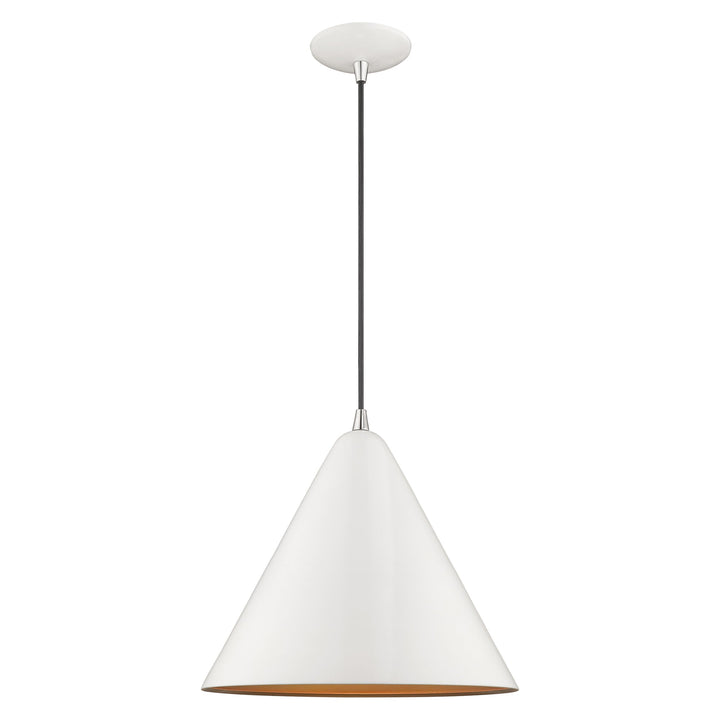 1 Light Shiny White Single Pendant Pendant Livex