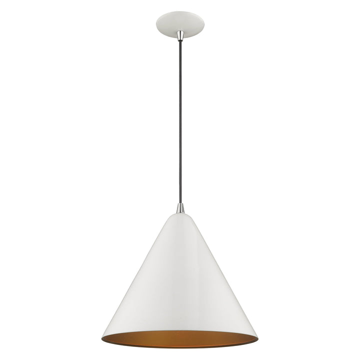 1 Light Shiny White Single Pendant Pendant Livex
