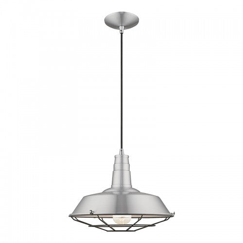 1 Light Brushed Aluminum Single Pendant Pendant Livex