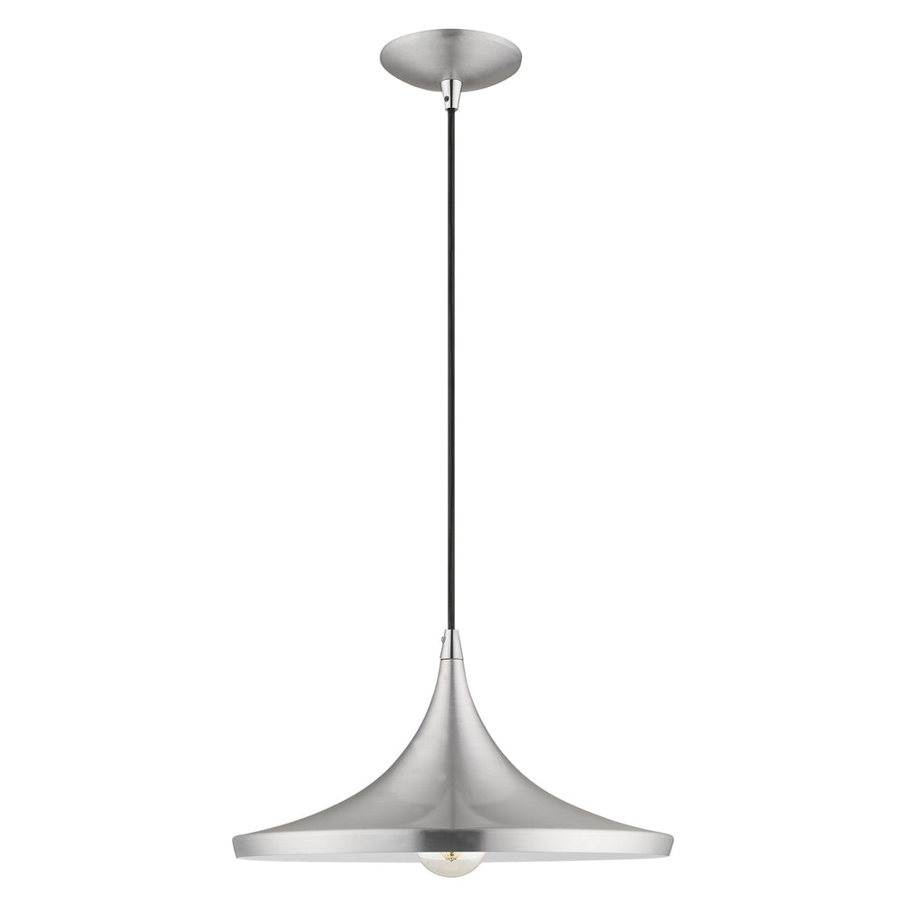 1 Light Brushed Aluminum Single Pendant Pendant Livex