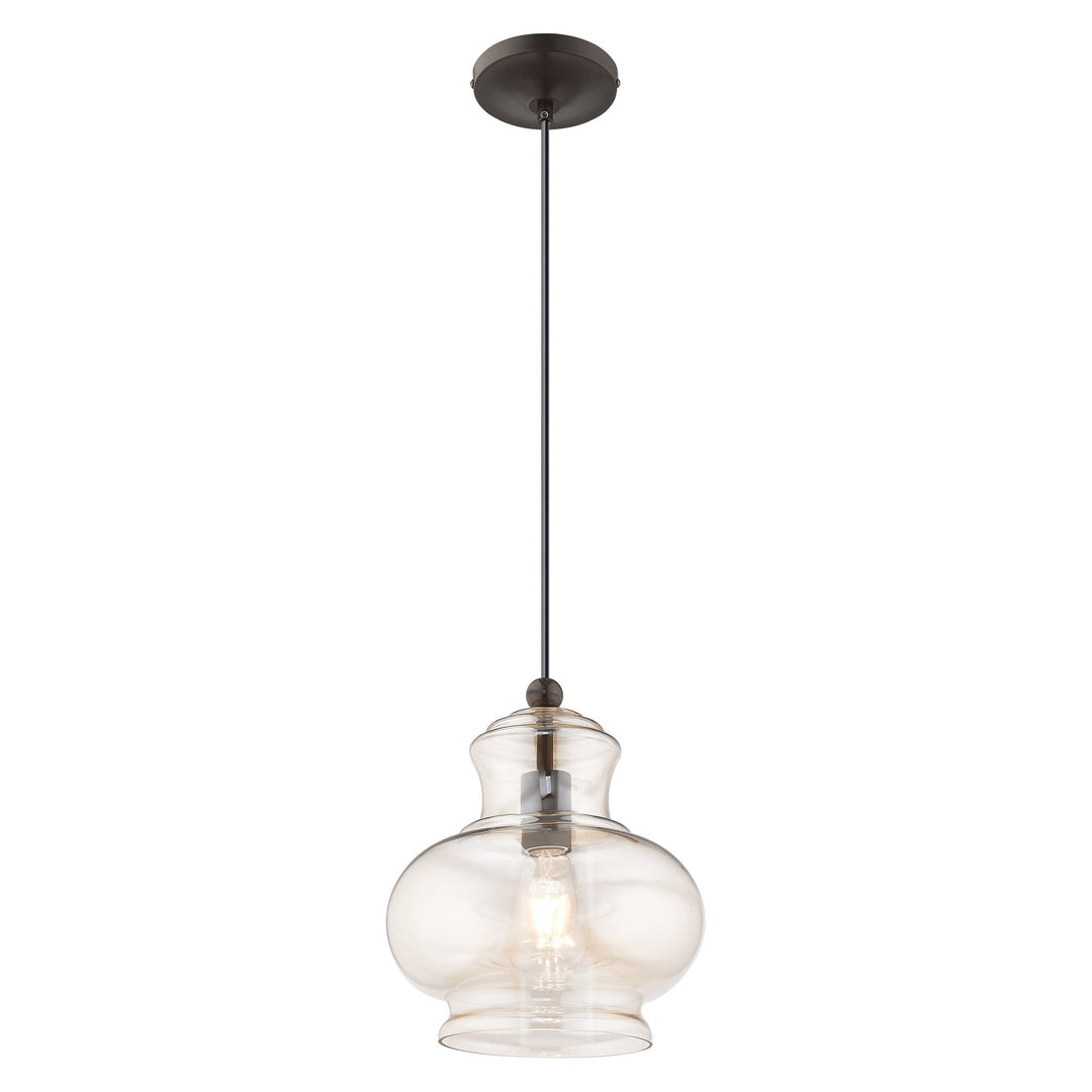 1 Light English Bronze Single Pendant Pendant Livex