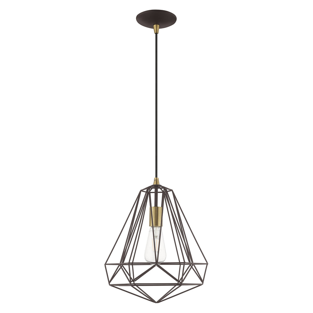 1 Light Bronze Single Pendant Pendant Livex