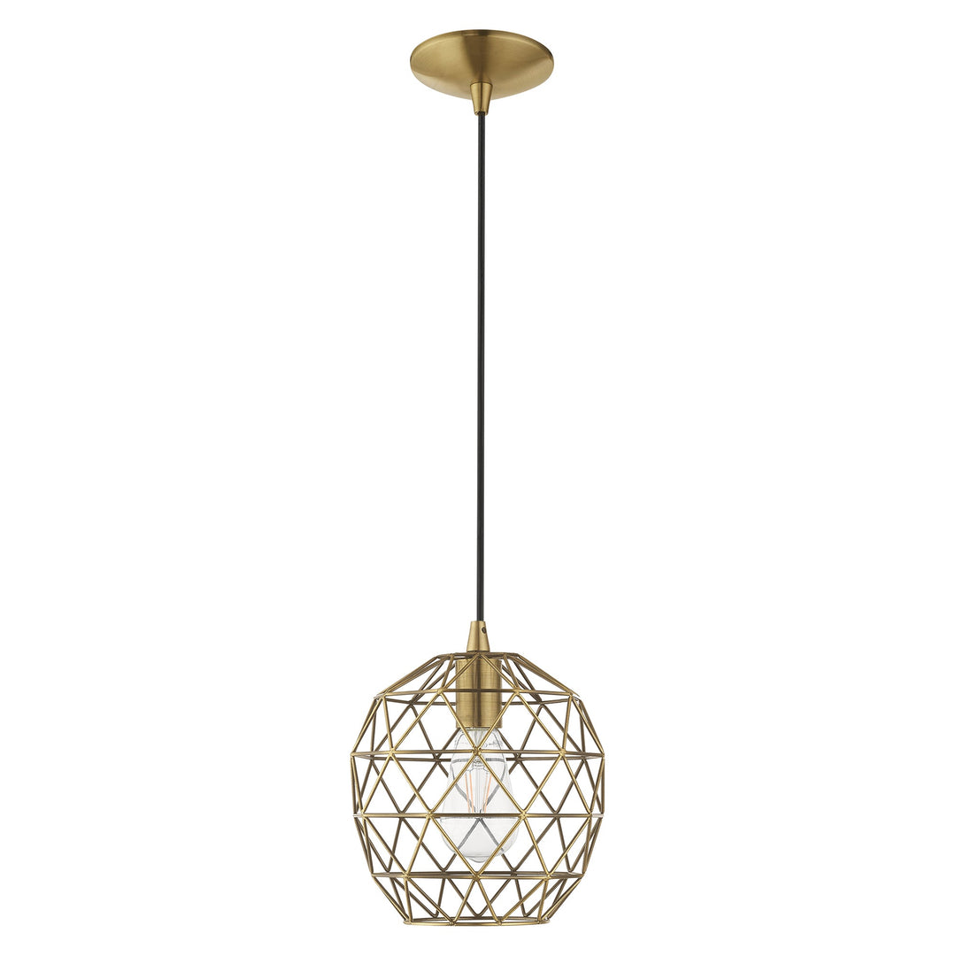 1 Light Antique Brass Single Pendant Pendant Livex