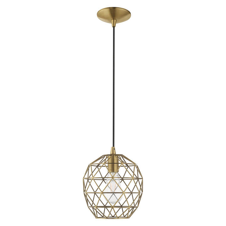 1 Light Antique Brass Single Pendant Pendant Livex