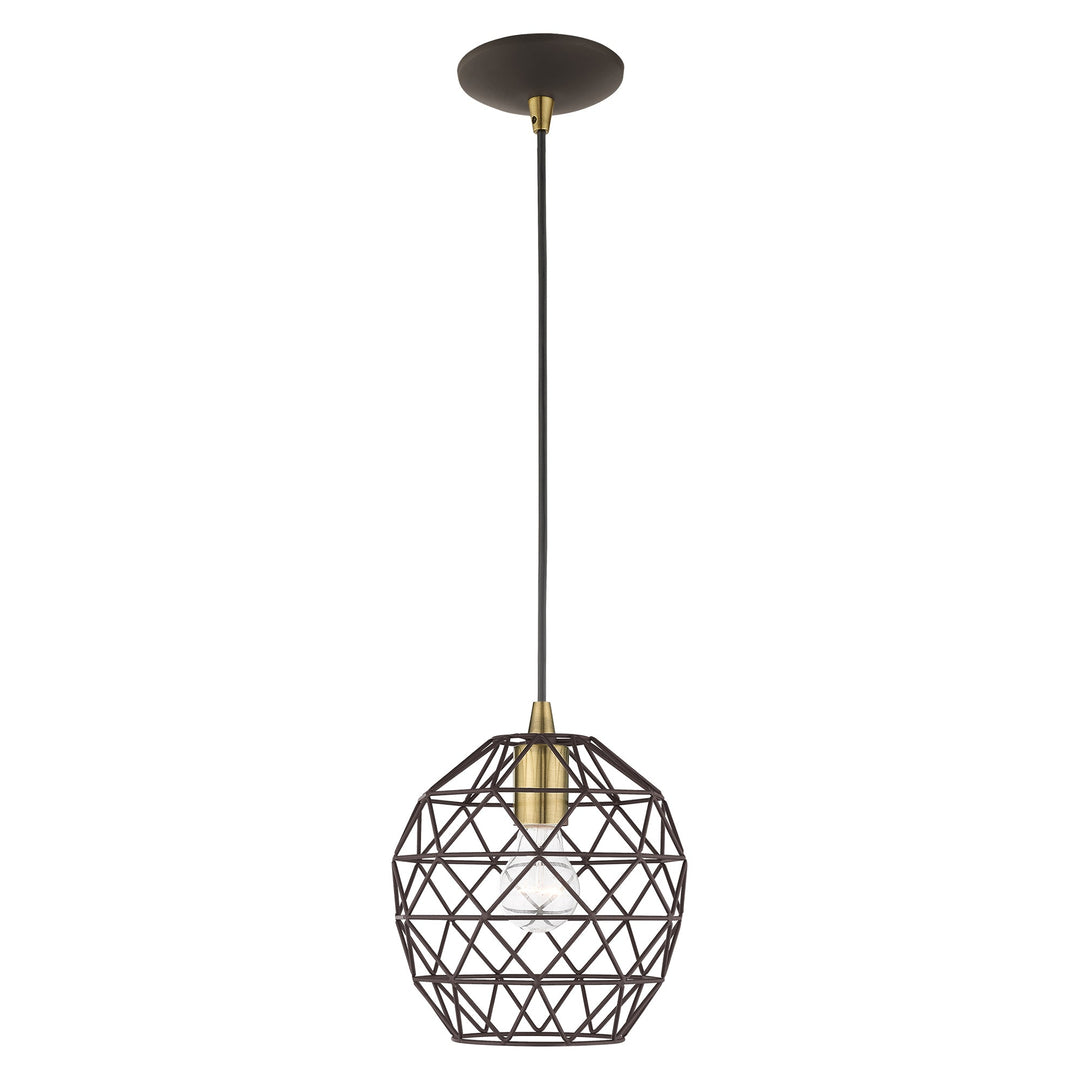 1 Light Bronze Single Pendant Pendant Livex