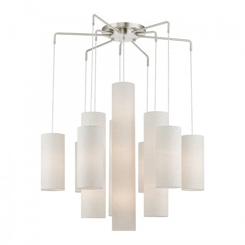15 Light Brushed Nickel Foyer Chandelier Livex