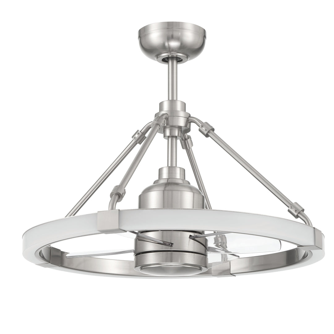 Antique Hardware 19" Levy in Brushed Polished Nickel w/ Clear Acrylic Blades Ceiling Fan