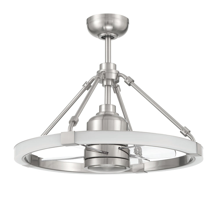 Antique Hardware 19" Levy in Brushed Polished Nickel w/ Clear Acrylic Blades Ceiling Fan