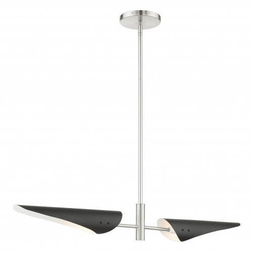 2 Light Brushed Nickel Linear Chandelier Livex