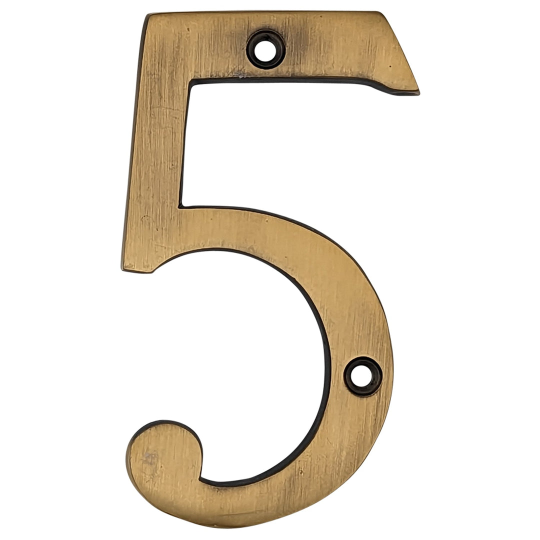 COPPER MOUNTAIN HARDWARE Solid Brass 4 Inch Tall Number 5