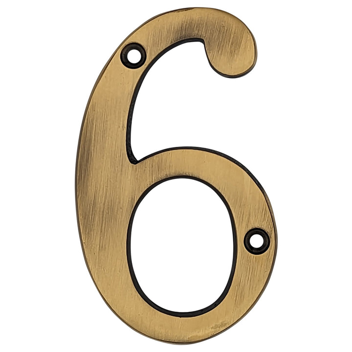 COPPER MOUNTAIN HARDWARE Solid Brass 4 Inch Tall Number 6