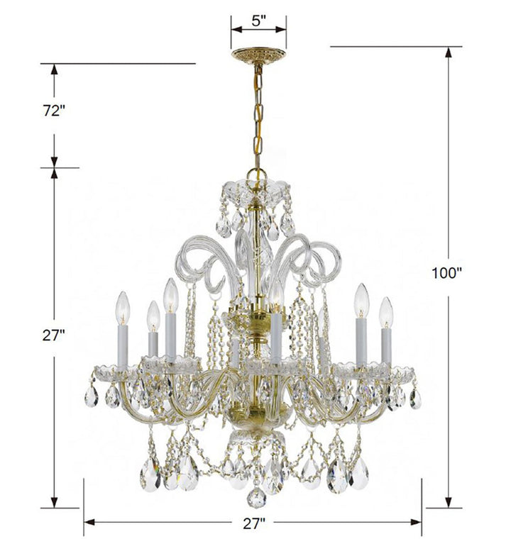 Crystorama Crystorama Traditional Crystal 8 Light Swarovski Strass Crystal Polished Brass Chandelier