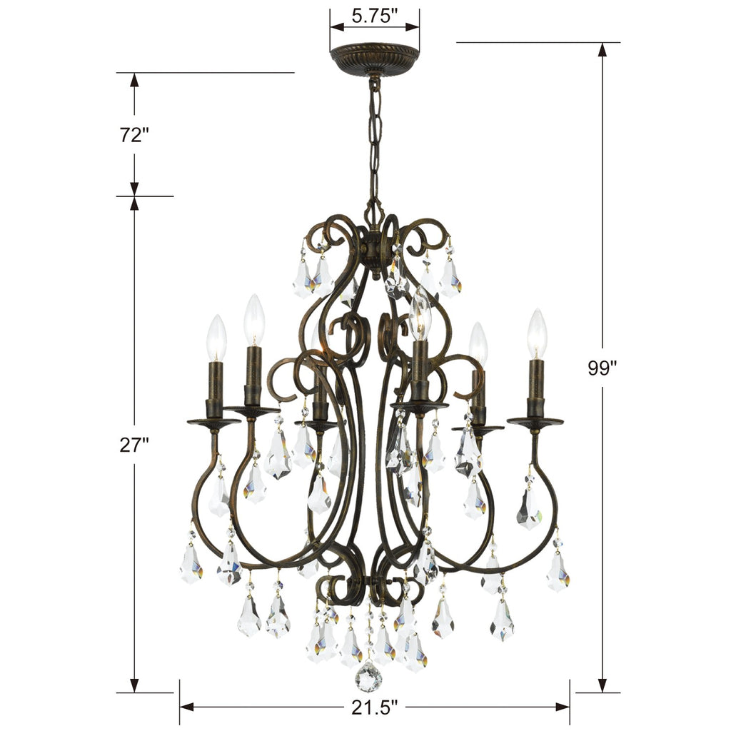 Crystorama Crystorama Ashton 6 Light Swarovski Strass Crystal English Bronze Chandelier