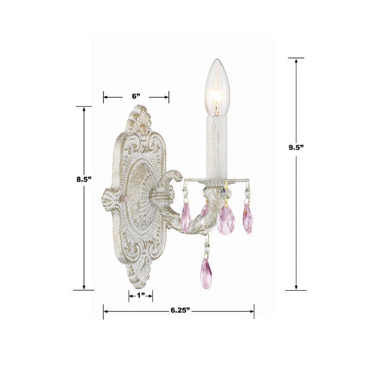 Crystorama Crystorama Paris Market 1 Light Clear Crystal Antique White Sconce