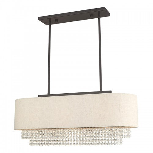 3 Light English Bronze Linear Chandelier Livex