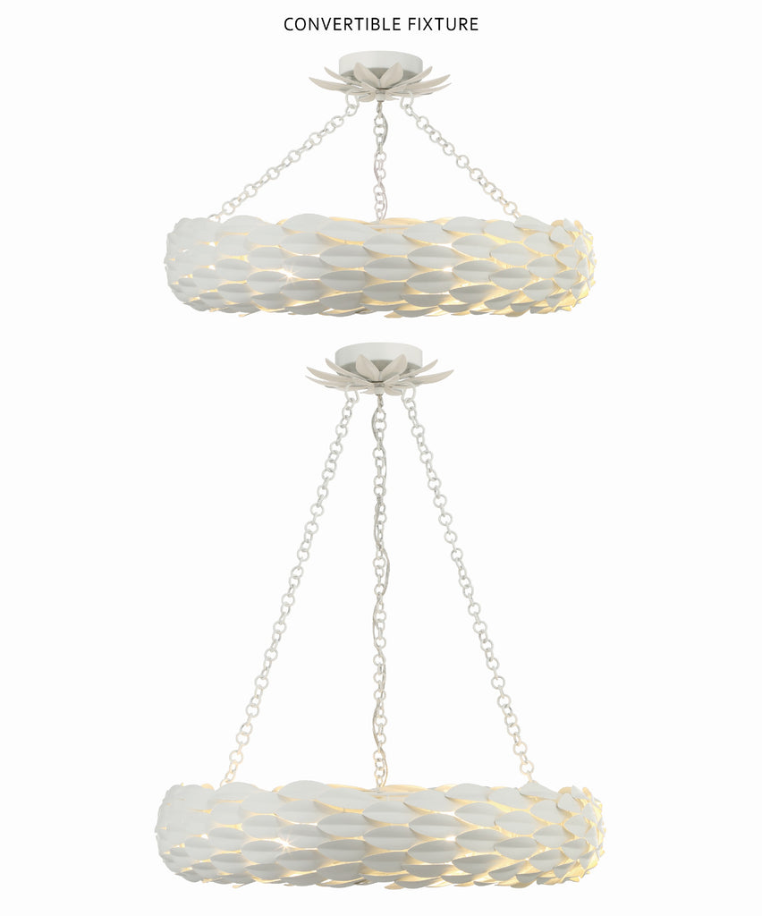 Crystorama Crystorama Broche 6 Light Matte White Semi Flush Mount