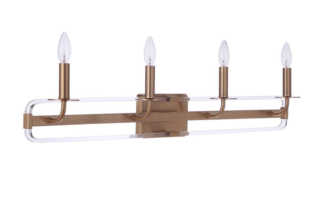 Antique Hardware Graclyn 4 Light Vanity in Satin Brass Bath and Vanity