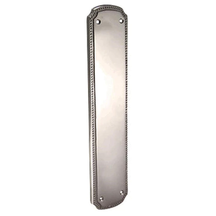 11 1/2 Inch Solid Brass Beaded Push & Plate COPPER MOUNTAIN HARDWARE