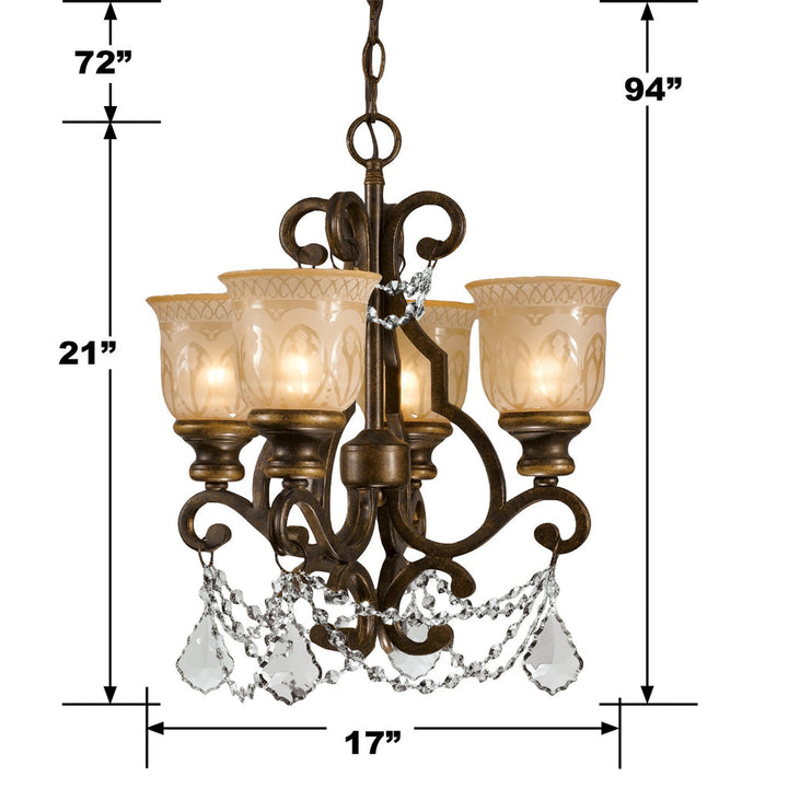 Crystorama Crystorama Norwalk 4 Light Swarovski Strass Crystal Bronze Umber Mini Chandelier