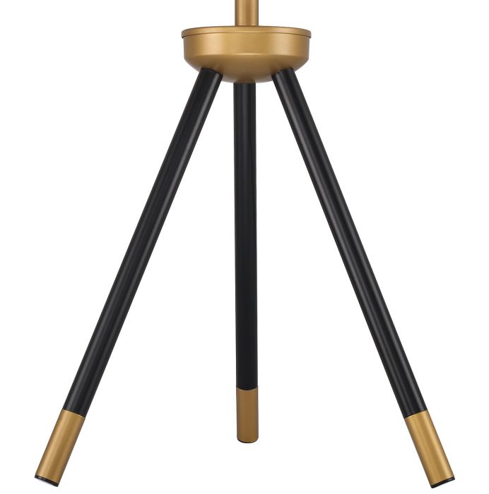 ##Antique Hardware## 1 Light Metal Tri-Pod Base Table Lamp in Painted Black/Gold (2 Pack)